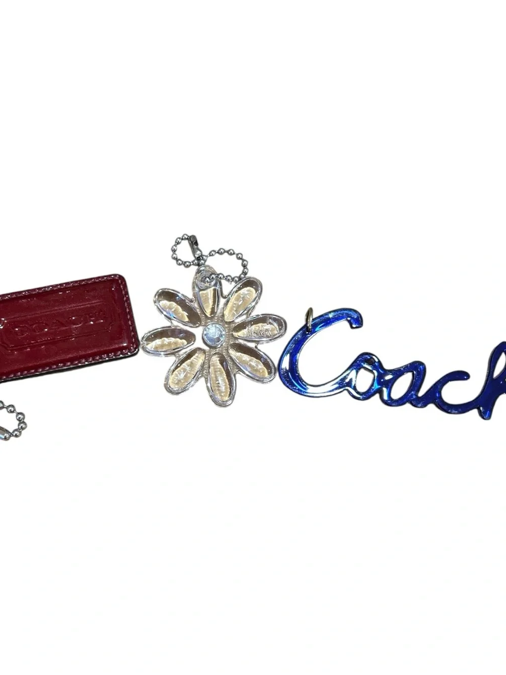 Coach hang tag WINNERS CHOICE Red patent leather, clear flower, resin script - Picture 1 of 6